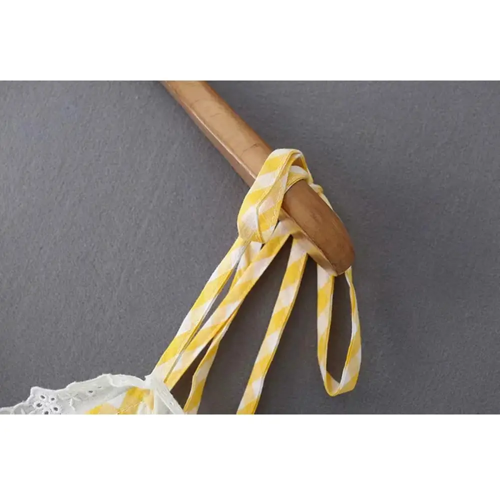 Женское винтажное платье в клетку boho желтое элегантное кружевное на пуговицах