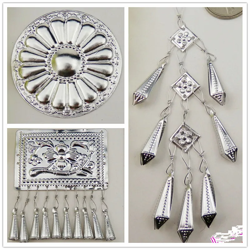 Серебряные аксессуары серебряный орнамент ювелирные изделия Silverwork 3D Цветочная аппликация кольца серебряные планки Diy ручной работы 20 шт./лот
