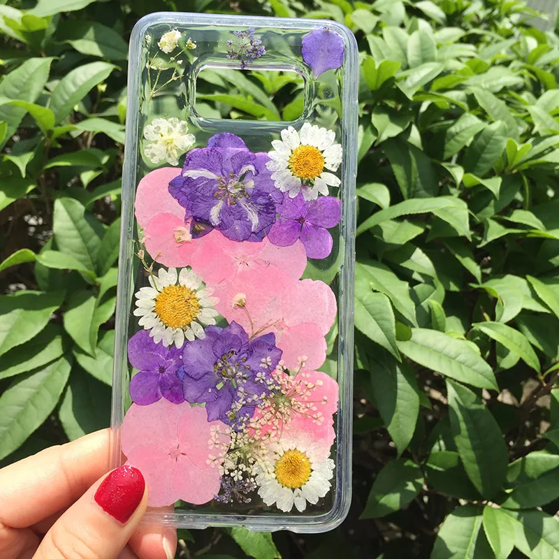 Tfshining Dried Real Flower Handmade Clear Pressed Phone Case For Samsung Galaxy S9 S10 Plus S8 Note 8 9 Soft TPU Back |