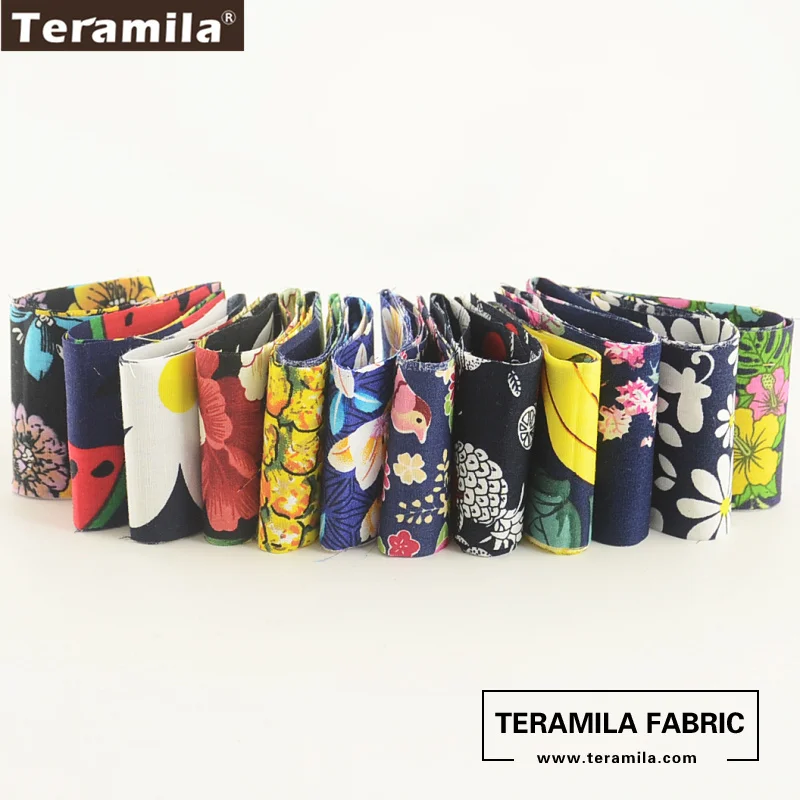 Teramila Cotton Poplin Tissue Deep Color Soft Jelly Rolls Strips Plain Fabric 12 Pcs/lot 5CMx50CM Quilting Patchwork Crafts|plain fabric|cotton