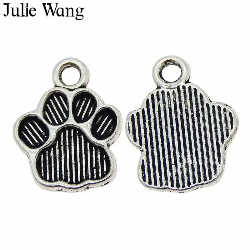 Julie Wang 50 шт. сплав Собака Кошка маленькая лапа шармы в форме следа ноги античный