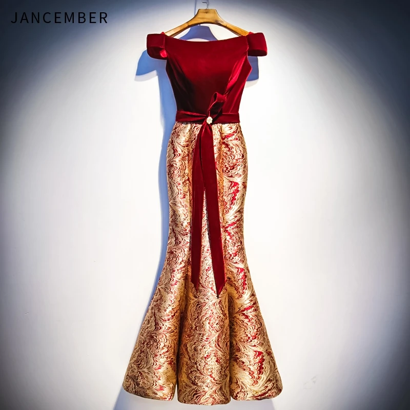 Jancembber/2019 новые летние платья для выпускного вечера с открытыми плечами и вырезом