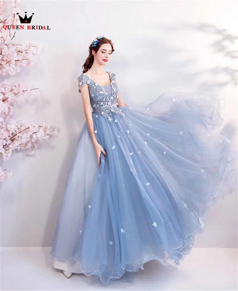 Элегантные Синие Вечерние платья 2019 Модное бальное платье пышные кружевные