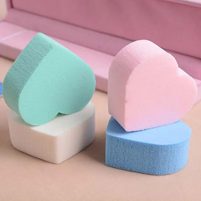 Hot sale 4pcs Heart Shapes Cosmetic Puff Facial Care Cleaning Washing Sponge Beauty Foundation Powder Face Smooth Makeup Tool |