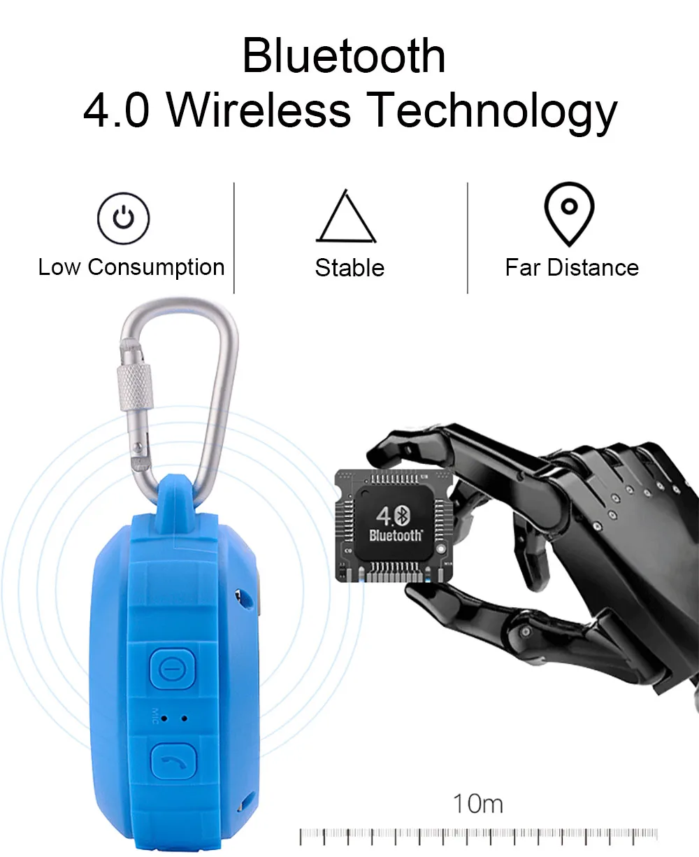 LENRUE F4 Открытый Портативный беспроводной Bluetooth бас стерео для душа HandFree динамик сопротивление водонепроницаемый с мини-крючком динамик s