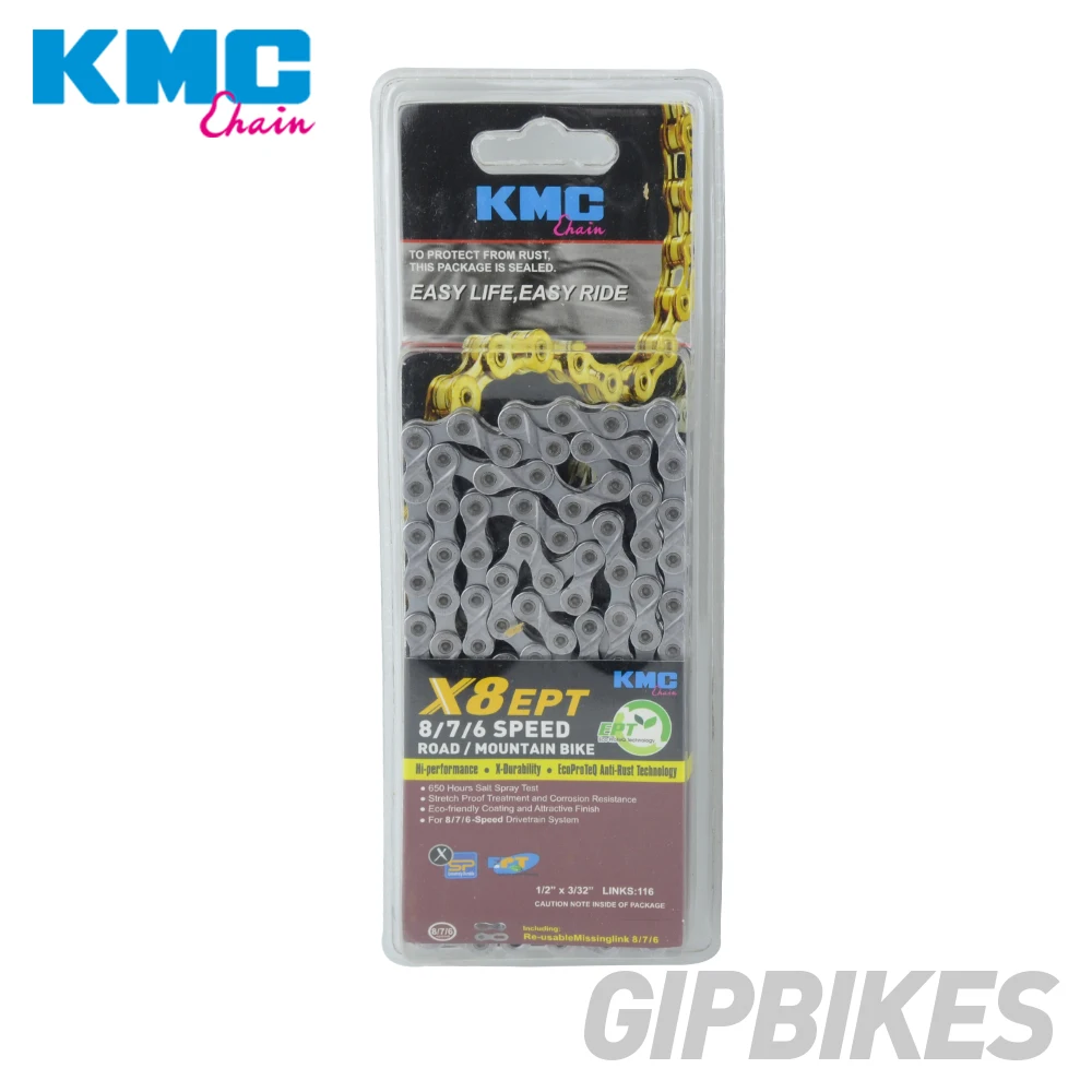 Велосипедная цепь KMC X8 X9 X10 EPT X9L X10L X11LBike chain 9S 10S 11S Gold для MTB/шоссейного велосипеда fo