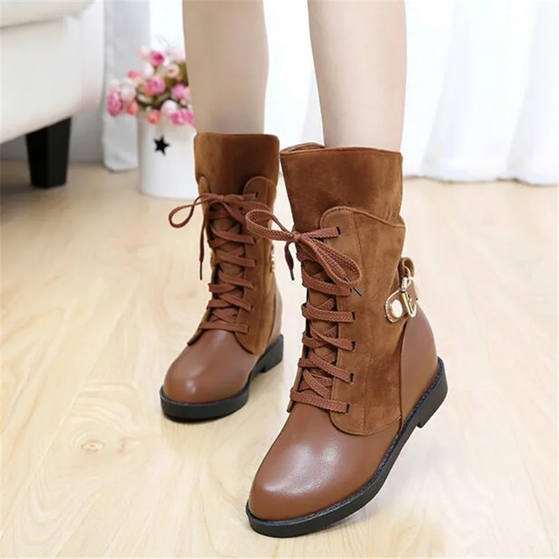 2016 Новые Женские Зимние Сапоги Высокое Качество Твердые босоножки Дамы PU Моды