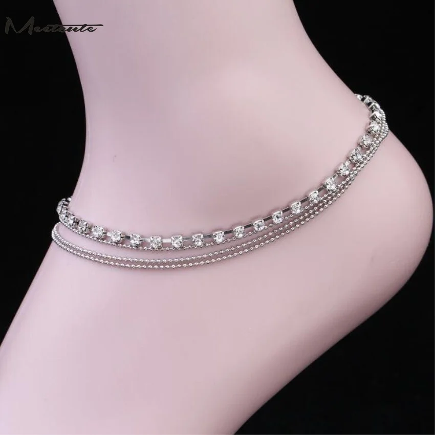 Meetcute 2 шт./лот новые модные ювелирные браслеты кристалл браслет Cheville босиком