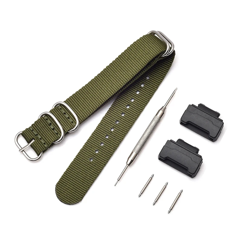 Watch Strap Spring Bar Tool Kit Pin Buckled Nylon Wristwatch Bands Converter Replacement Accessories For Casio - Цвет: Зеленый