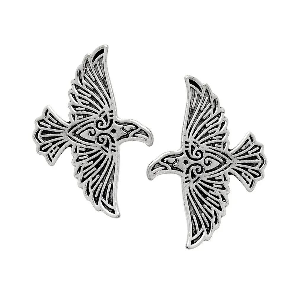 Viking Летающий Ворон булавка Серебряная бронзовая Norse ворона брошь для мужчин Vinatge заколки с животными Кнопка значок на свитер пальто броши на воротник - Окраска металла: 5