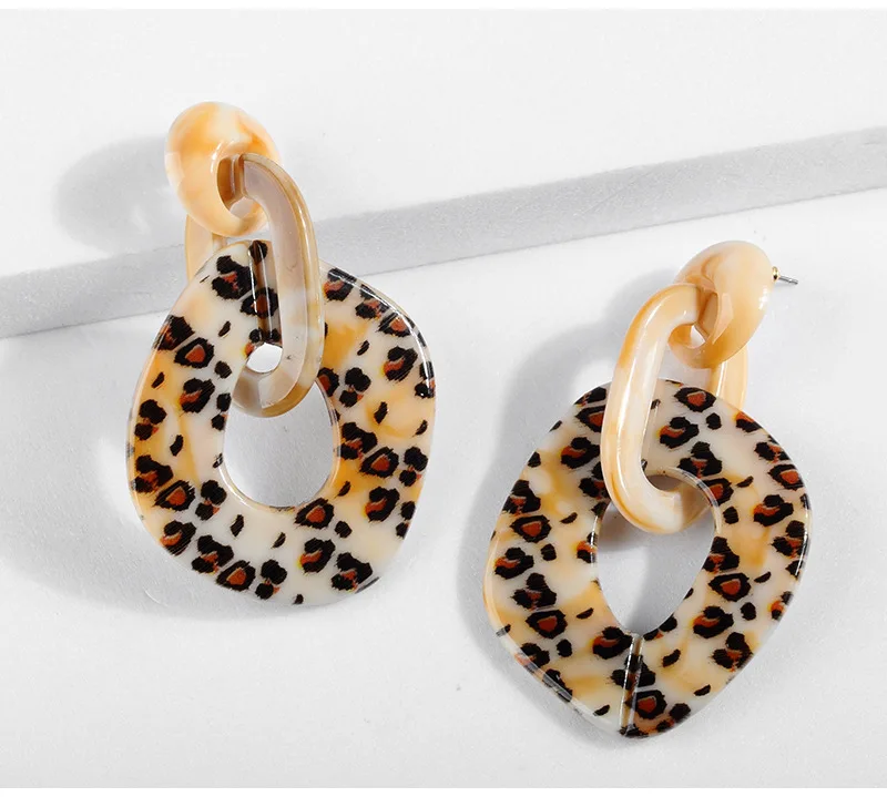 Богемные цветные акриловые серьги из смолы геометрические кольца кнопки