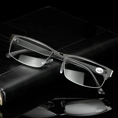 Очки для чтения с полуободком металлические прямоугольные очки коррекции