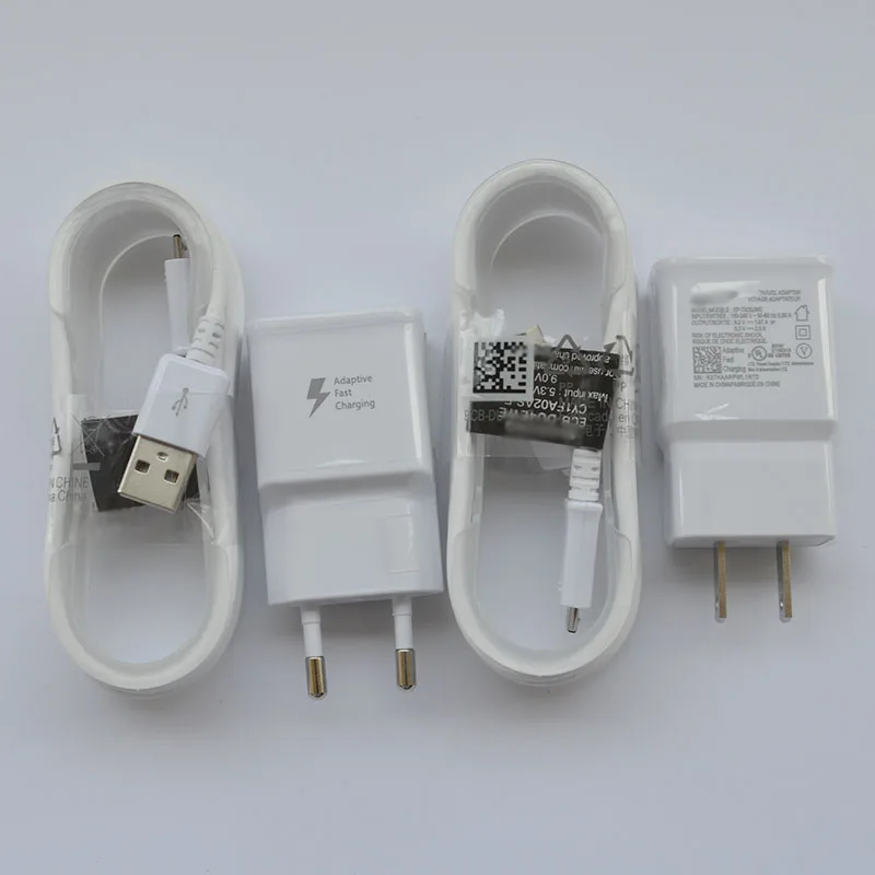 100% Оригинальный Адаптер Быстрая Зарядка Зарядное Устройство + ФУТОВ USB Cabl для Samsung