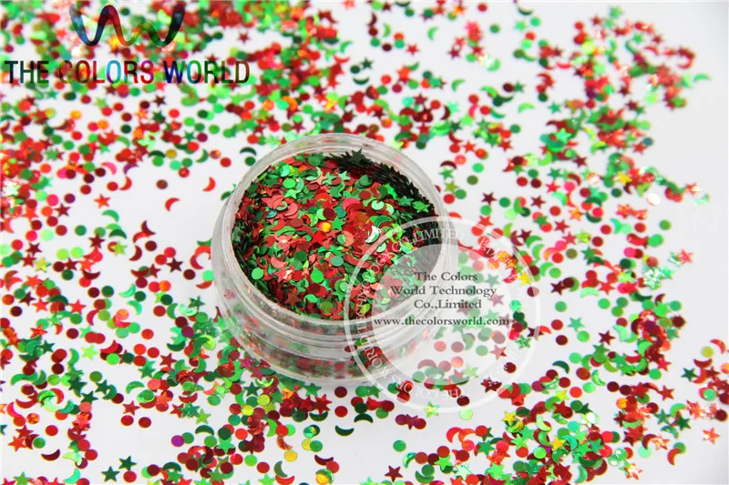 

Xmas-7 Mix shiny christmas glitter holographic colors and shapes spangles glitter for nail Art or DIY decoration 1pack=50g