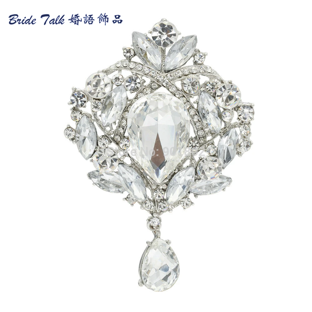 Винтажная брошь в форме капли Стразы с кристаллами булавка цветка женское