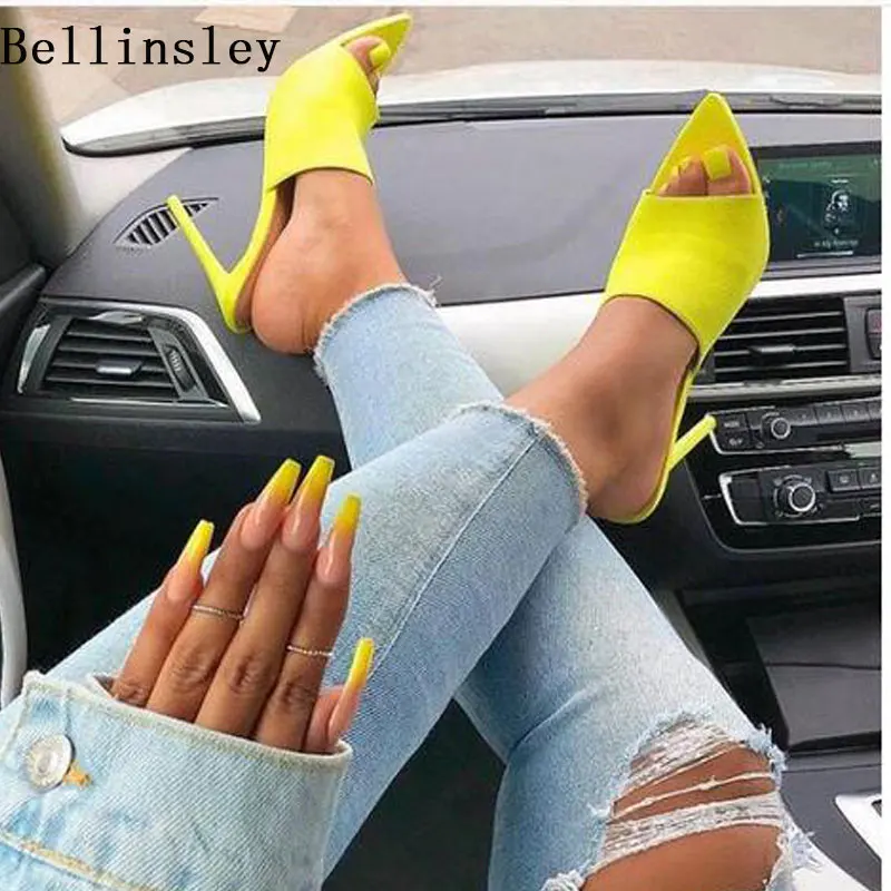 Bellinsley/Новинка дизайнерская женская обувь пикантные шлепанцы с острым носком на