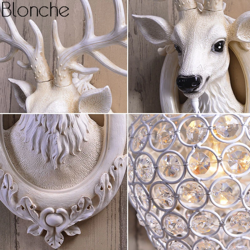 

Nordic Resin Deer Wall Lamp Modern Antlers Wall Sconce Light Fixtures for Living Room Bedroom Christmas Home Art Decor Luminaire