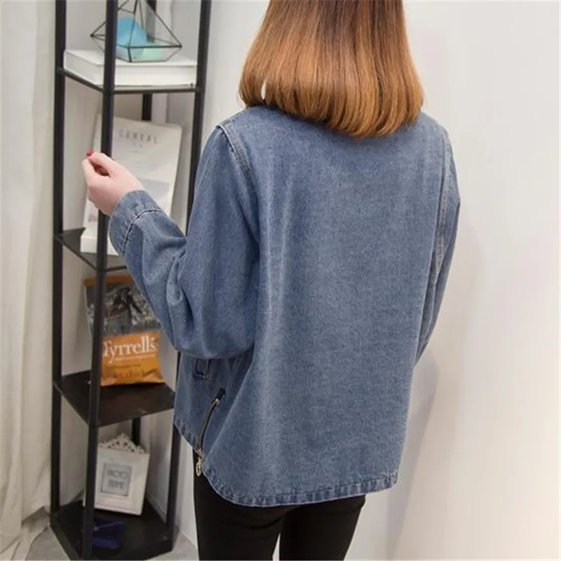 

2018 Spring Autumn New Large Size Women's Jeans Coats Female Loose Korean Tops Short Casual Denim Jacket High-end clothing A0617