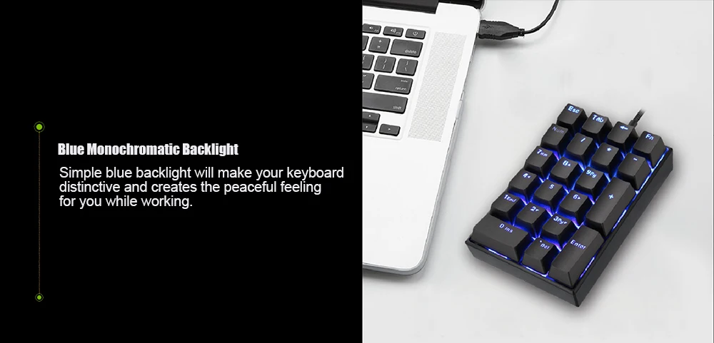 Motospeed K23 USB Проводная цифровая механическая клавиатура с переключателем Kailh коробка Черный Синий Подсветка 21 клавиша горячая распродажа