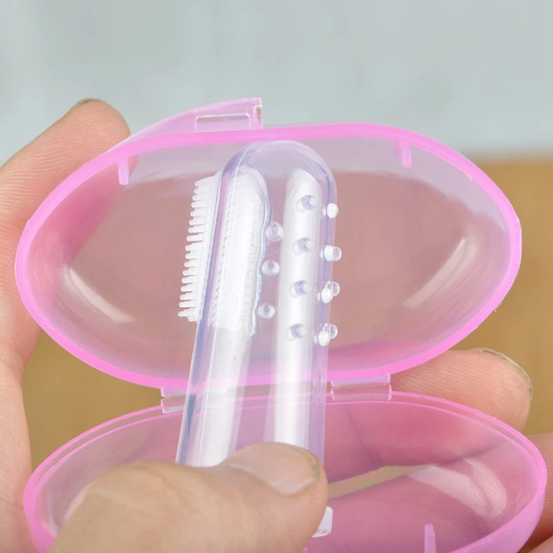 Baby Finger Toothbrush Set Safety Silicone Tongue Cleaning Brush Oral Massager Finger Set Toothbrush Shell Multi-Color Optional
