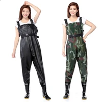 outdoor anti wear breathable chest long wading pants camo waterproof pvc men women fishing waders boots shoes jumpsuit trousers