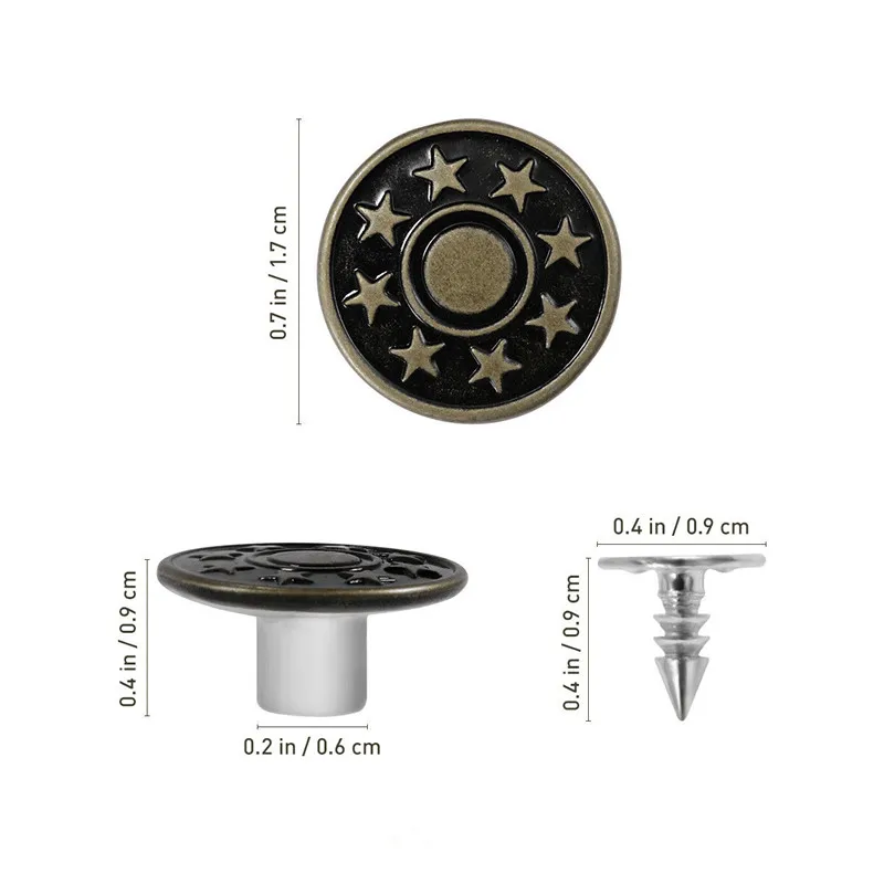 17 мм ремесла 20 шт./лот металлические пуговицы и заклепки хвостовик для джинсов