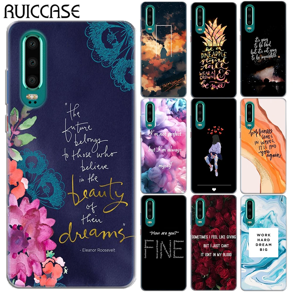 Мягкий ТПУ чехол с цитатами цветочным рисунком единорогом для Huawei P30 Lite Pro цветы