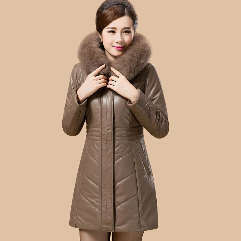 2020 ультра размера плюс Искусственная овчина кожаная куртка Женское пальто