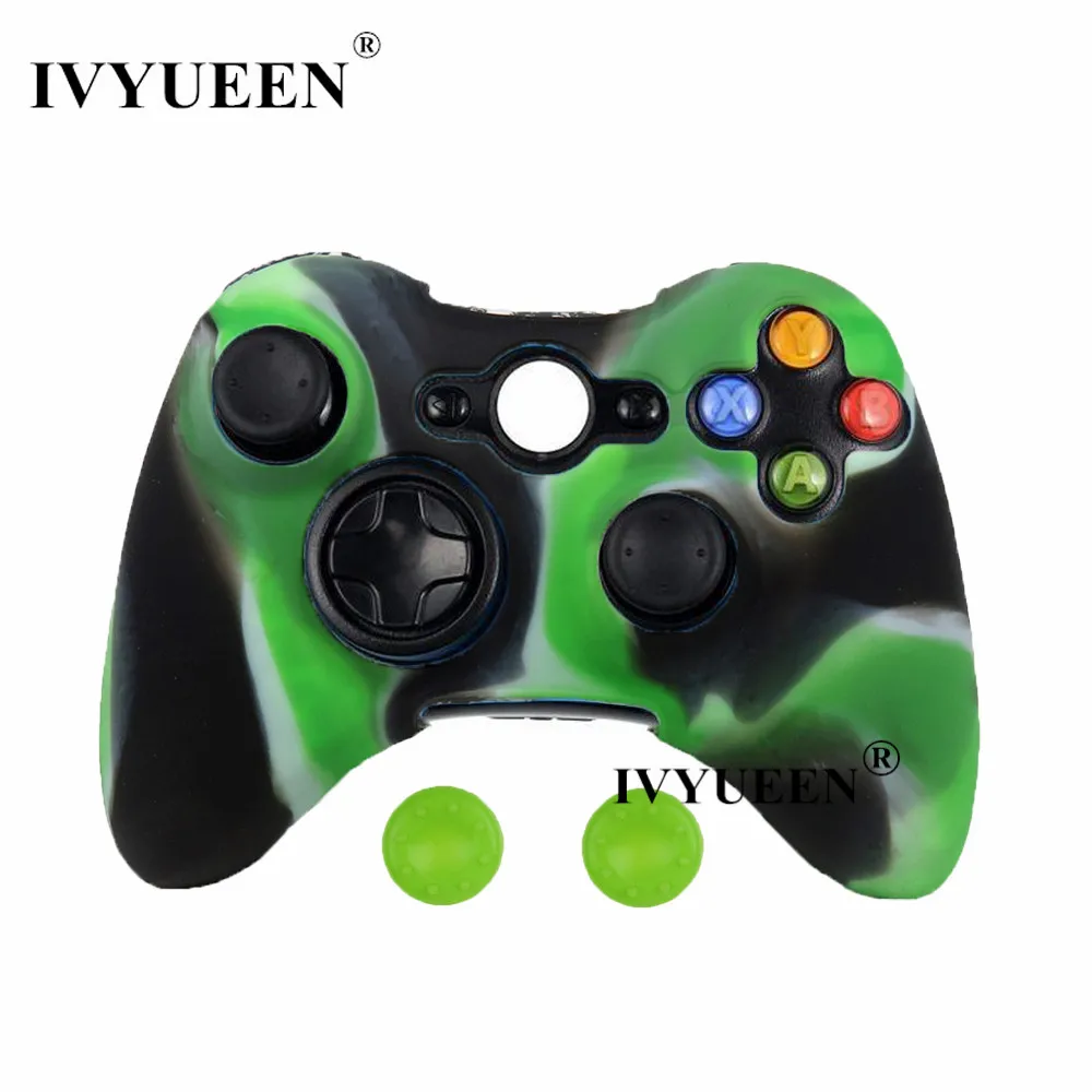 Защитный чехол IVYUEEN Camo для microsoft Xbox 360 проводной/беспроводной контроллер силиконовый чехол для X Box 360 - Цвет: Green Camo