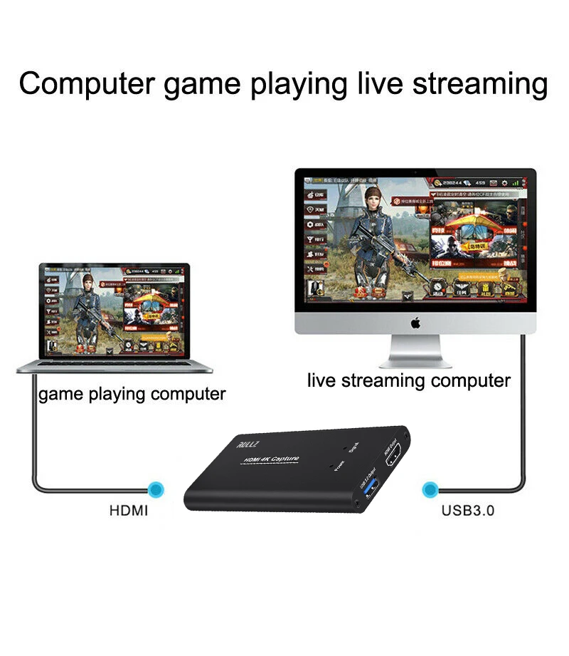 USB3.0 HDMI 4K 60 Гц HD 1080P Карта видеозахвата ПК телефон компьютерная игра записи коробка потоковая трансляция в прямом эфире с микрофоном, входы: HDMI переходит к ТВ