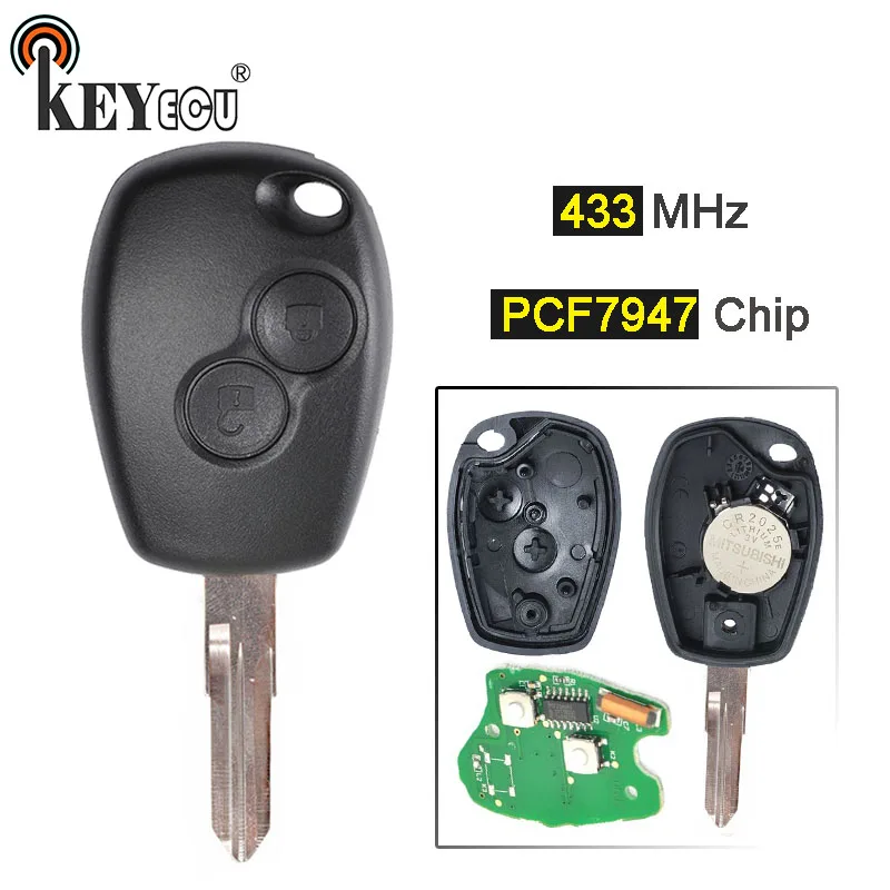 Запасной ключ KEYECU для Renault Megane Modus Clio Kangoo Logan 433 МГц PCF7947 2 кнопки | Автомобили и
