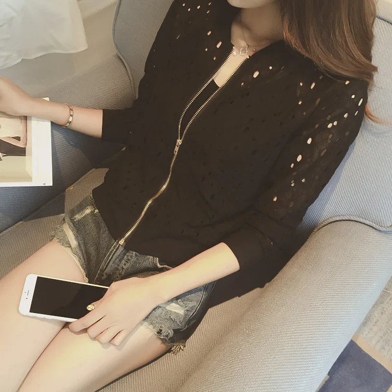 Женская тонкая летняя куртка кружевная Солнцезащитная с длинным рукавом дышащая