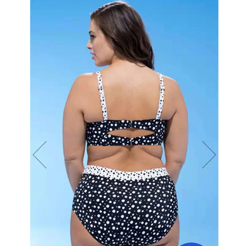 2019 Bikini Large size high waist split swimsuit printed with steel bracket shoulder pad and adjustable | Спорт и развлечения