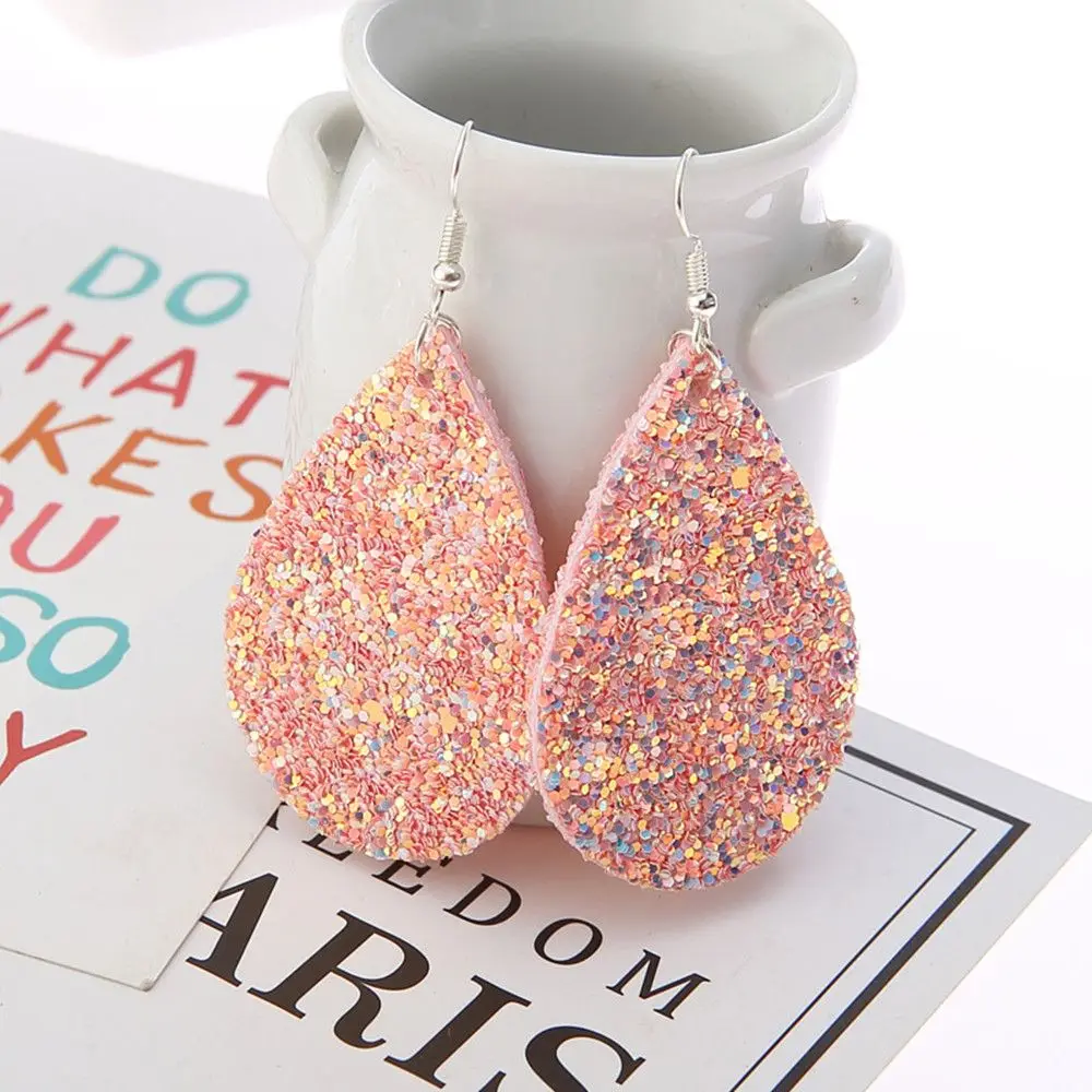 1 Пара Модная блестящая кожаная капля висячие серьги Модные шикарные