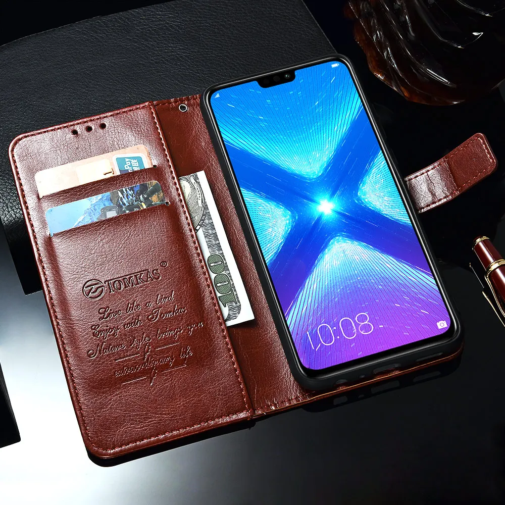 Роскошный кожаный флип-чехол TOMKAS для Honor 8x360 защитный чехол телефона бумажник