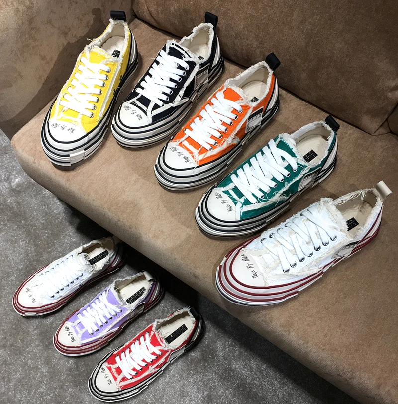 Buono Scarpe/парусиновые кроссовки на платформе для мужчин и женщин; Повседневные кроссовки для пар; Модная брендовая женская обувь; кроссовки с кисточками; большие размеры; 44EU