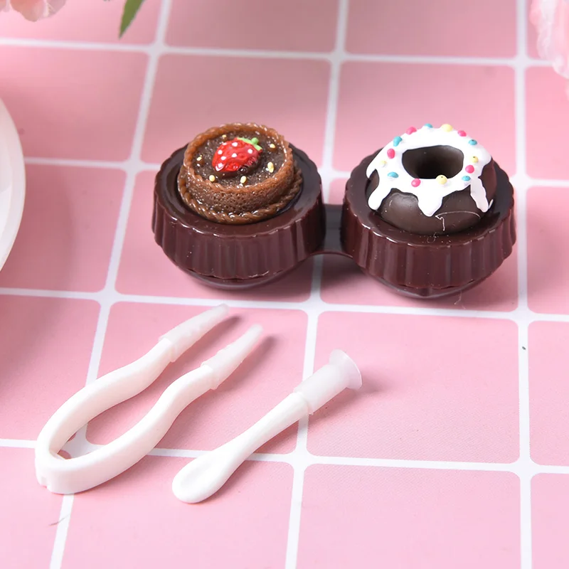 Chocolate 2 цвета милые кремовые очки для торта двойная коробка для контактных линз чехол для контактных линз набор для ухода за глазами держатель Контейнер подарок Горячая Распродажа - Цвет: Chocolate