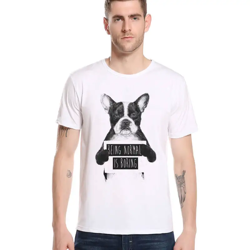 BEING NORMAL IS BORING Dog Bulldog забавная Футболка с принтом кота новая модная мужская