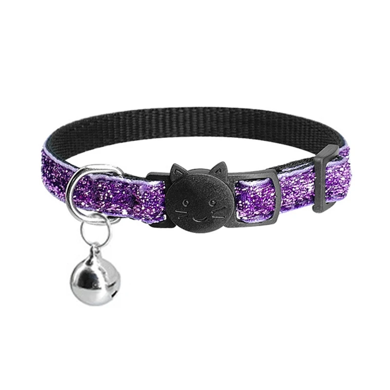 Purple Ошейник для кошек с колокольчиком, регулируемые ошейники для маленьких собак, кошек, щенков, милая собачка, ошейник, котенок, товары для кошек, PQ - Цвет: Purple