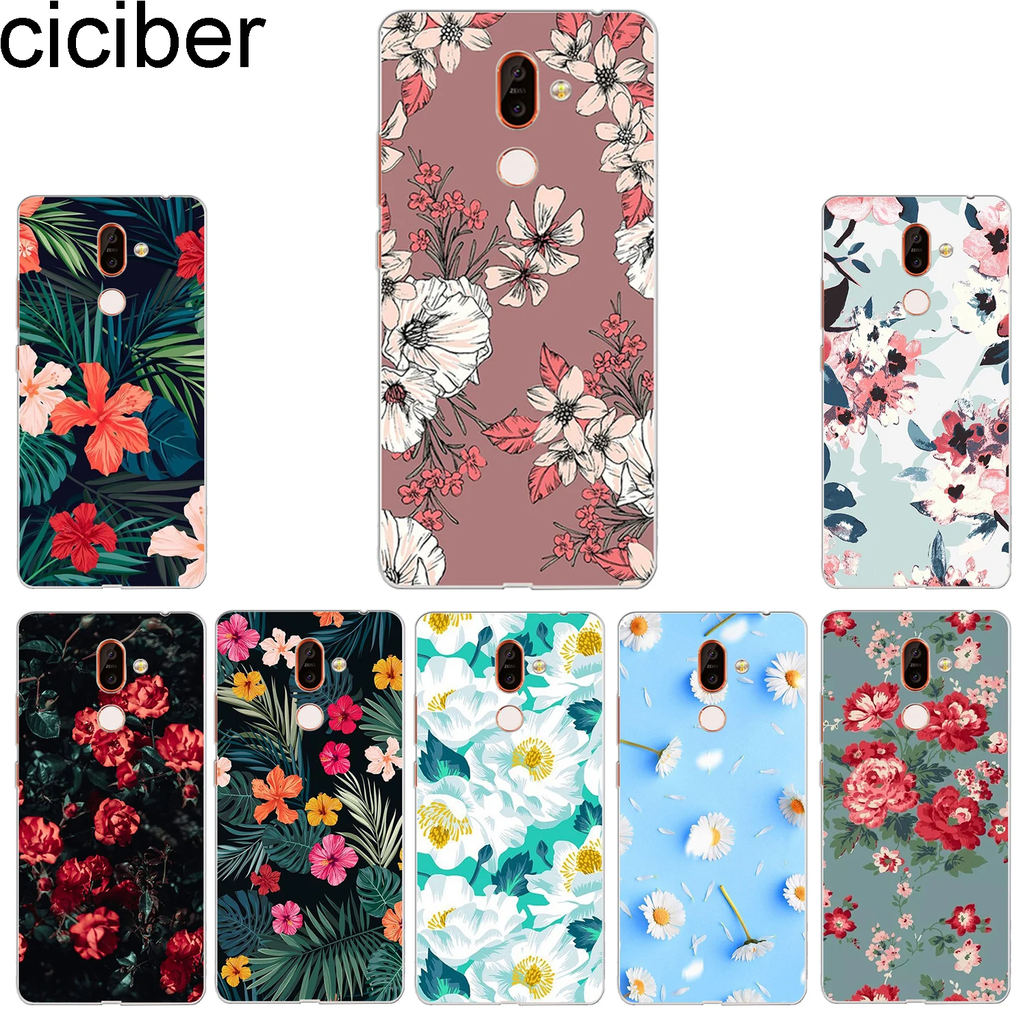 Ciciber чехол для телефона Nokia 9 PureView 1 2 3 5 6 7 8 Sirocco мягкая задняя крышка из ТПУ Plus Flower |