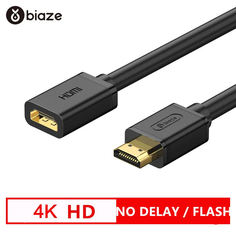 Biaze 0 5 м HDMI кабель удлинитель к 2 4K * 2K 3D видео для Xiaomi проектор переключатель PS4 TV