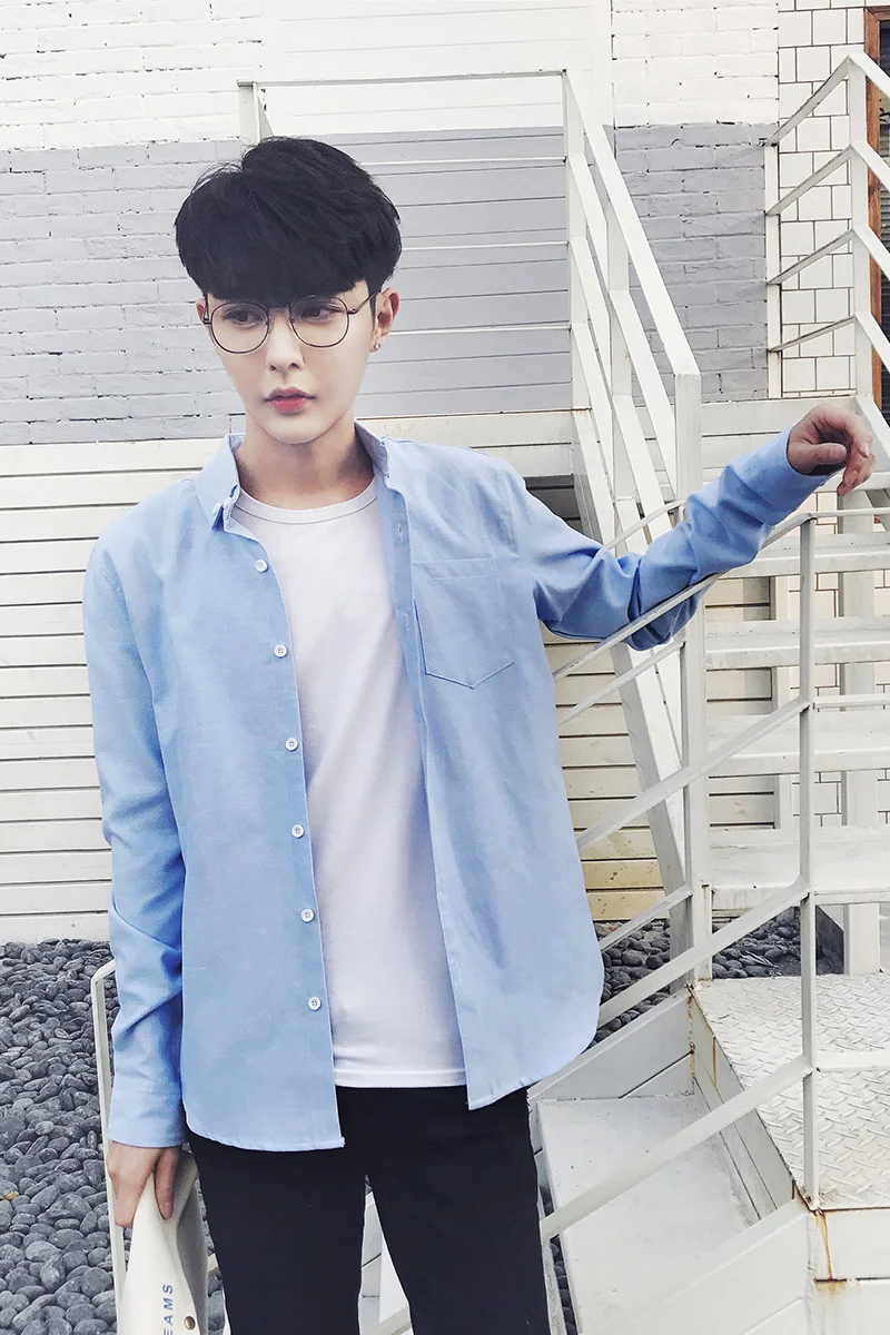 Повседневные рубашки для мужчин модные отдыха в литературном стиле однотонные