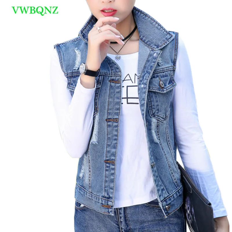 

Women's Denim Vest Korean Casual Asymmetry Pocket Short Female Waistcoats Jean Sleeveless Jacket Women Plus size Vests 4XL A532