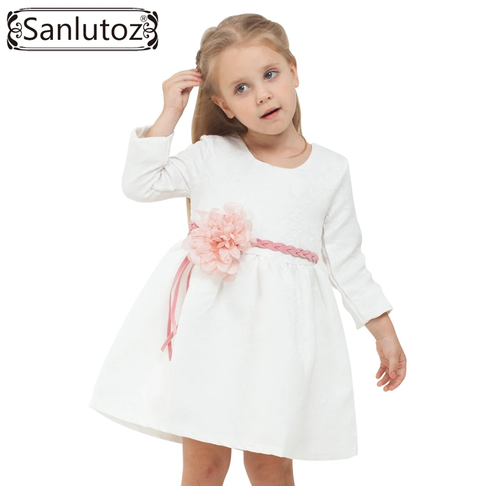 Коллекция 2016 г. одежда для детей зимнее детское платье (с поясом) цветочная