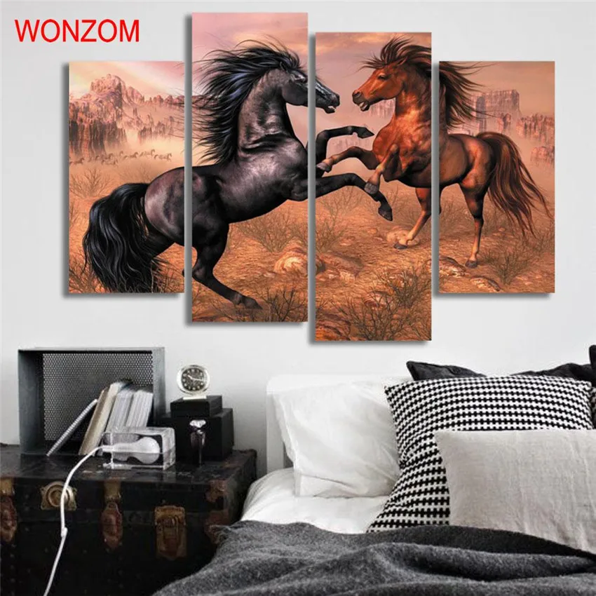 Лошадь бег холст печать животных Современная живопись на художественной