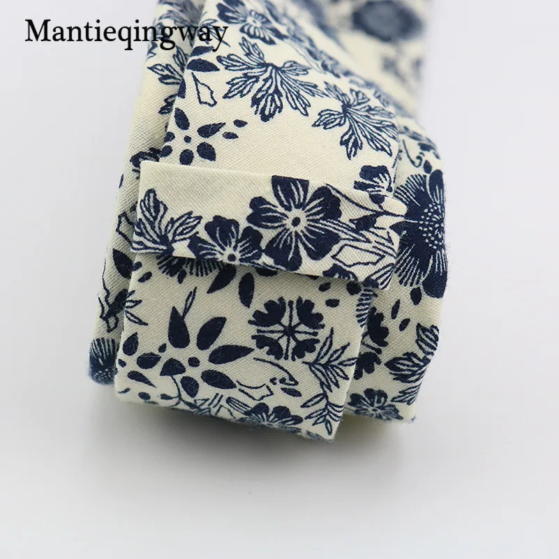 Mantieqingway Винтажный Мужской цветочный галстук на шею синий и белый хлопок повседневные модные галстуки для мужчин s Свадебная вечеринка Цветочные Галстуки Галстук