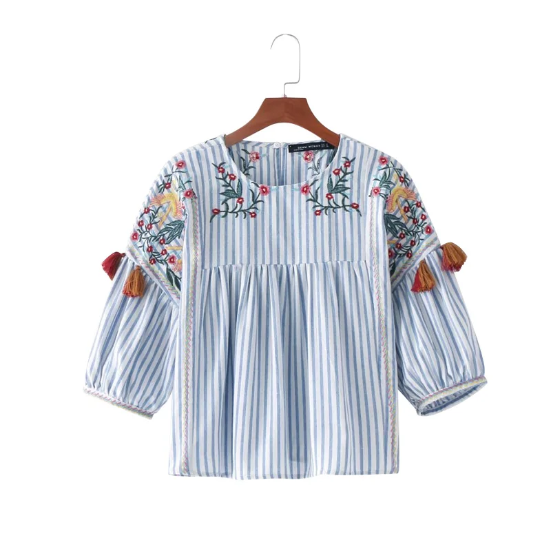 La Tee Da! 08 elyq новые блузки с вышивкой Женские рубашки Женская модная Повседневная