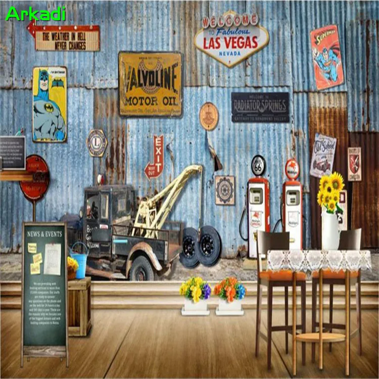 3d пользовательские обои фото на жестяном фоне подставке уличный знак ТВ диван