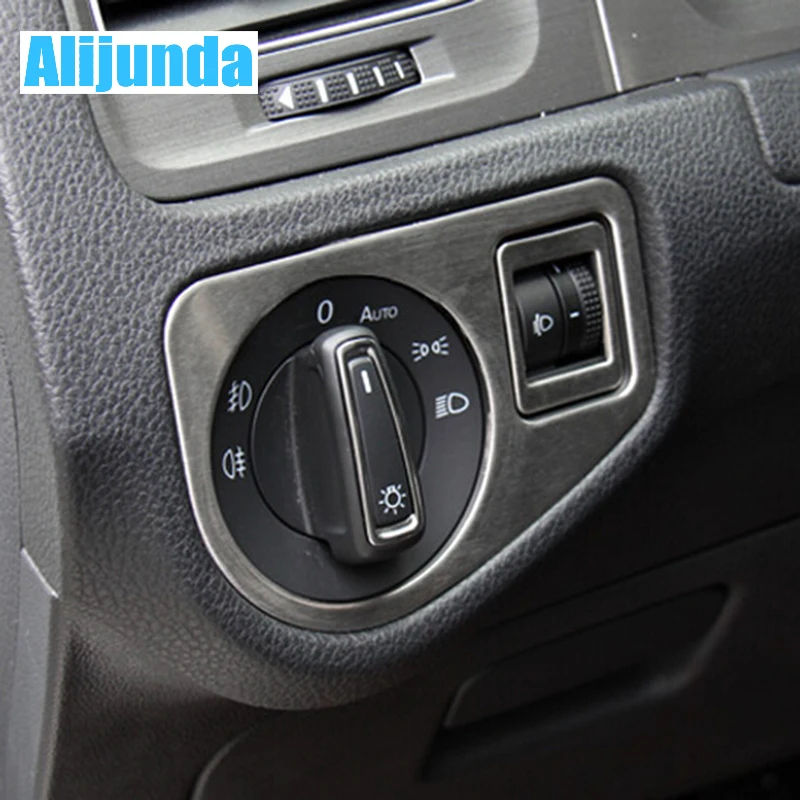 Alijunda Stainless steel Car Interior Headlight Switch Cover Decor Trim For VW Volkswagen Golf Mk7 2013 2014 2015 styling | Автомобили и