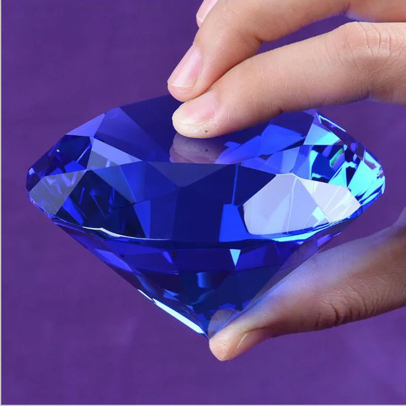 dark blue Огромный 100 мм Кристалл Стекло алмаз пресс-папье кварц ремесла домашний декор фэн-шуй украшения день рождения сувенир на свадебную вечеринку подарки - Цвет: dark blue